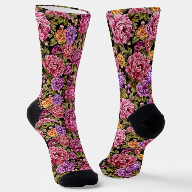 Chaussette Design floral en rose et violet (Angulaire)
