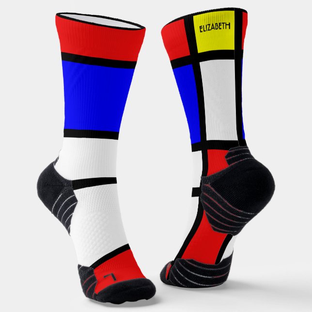 Chaussette Design géométrique Art moderne inspiré par Mondria (Angulaire)