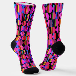 Chaussette Design géométrique rose chaud, Hexagons, Triangles
