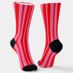 Chaussette Design Motif rouge rose élégant rayures