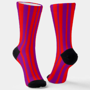 Chaussette Design Motif rouge violet élégant rayures