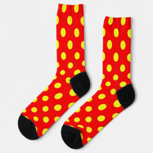Chaussette Design Pois jaune rouge