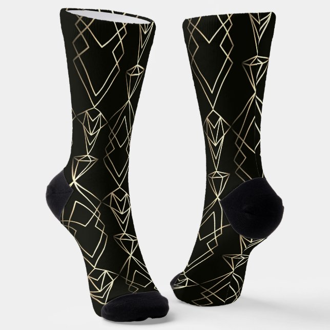 Chaussette Design rétro classique en noir et or (Angulaire)