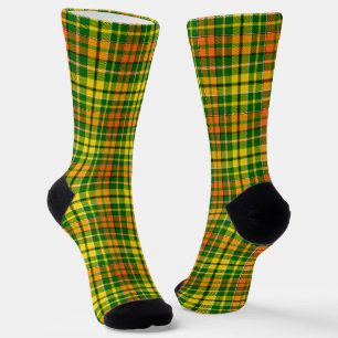 Chaussette Dessin à carreaux tartan vert jaune orange