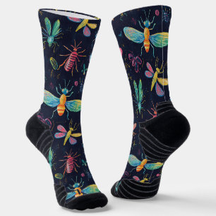 Chaussette Dessin à la craie de divers insectes volants motif