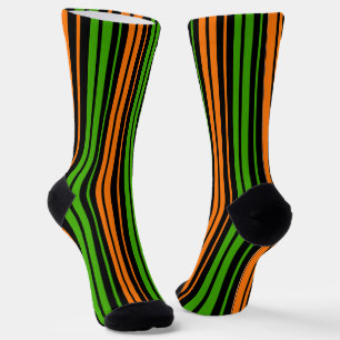 Chaussette Dessin à rayures verticales orange vert noir