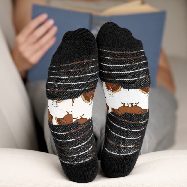 Chaussette Dessin animé dinde de chef Thanksgiving (Fond)