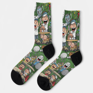 Chaussette Dessin de golf amusant et lunatique pour les enfan