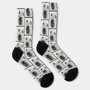 Chaussette Dessin de Keeshond Chiot Kees Mignon Dessin Origin