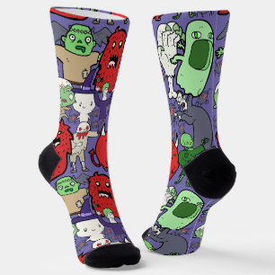 Chaussette dessin dessiné à la main cool illustration fantôme