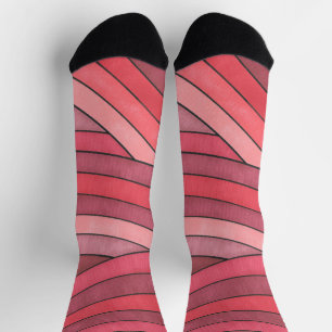 Chaussette Dessin géométrique à rayures rouges peintes à la m