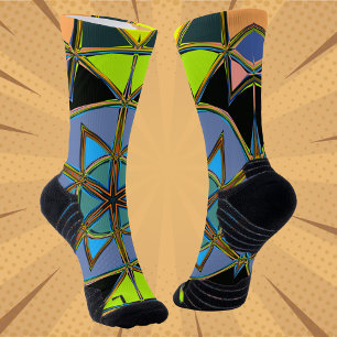 Chaussette Dessin Mandala Green Blue et Orange