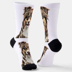 Chaussette Dessin personnalisé Collie Chien personnalisé