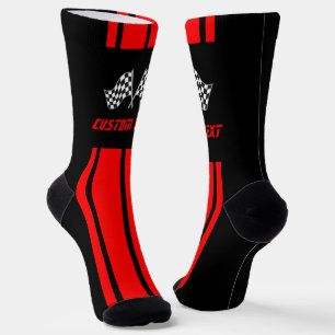 Chaussette Deux drapeaux de course en bande rouge