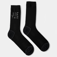 Deux Initiales Mariage minimal Noir moderne chic