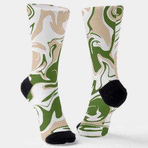 Chaussette Déversement - Blanc, Sable et Palm Green