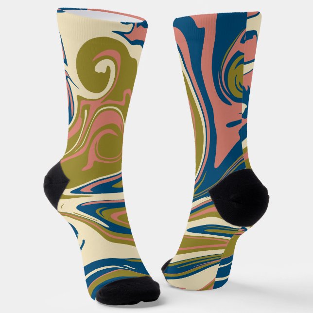 Chaussette Déversement - Bleu, Vert olive, Rose et Crème (Angulaire)
