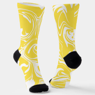 Chaussette Déversement - Citron jaune et blanc