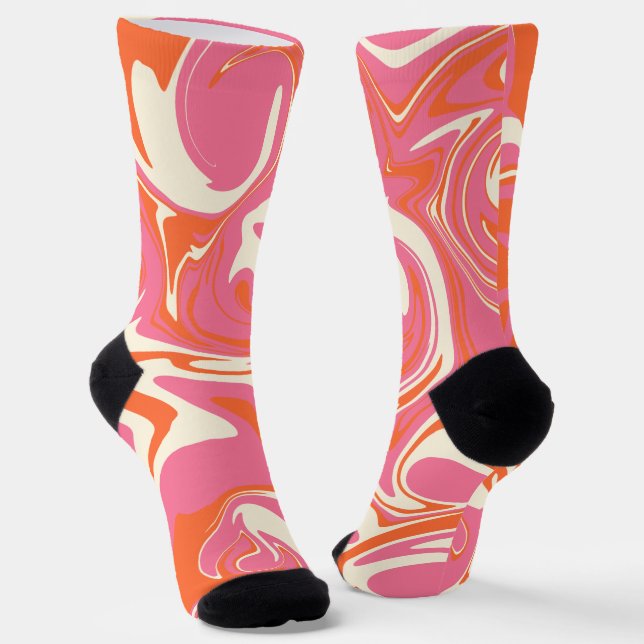 Chaussette Déversement - rose, orange et crème (Angulaire)