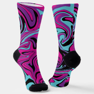 Chaussette Déversement - rose, violet, bleu et noir