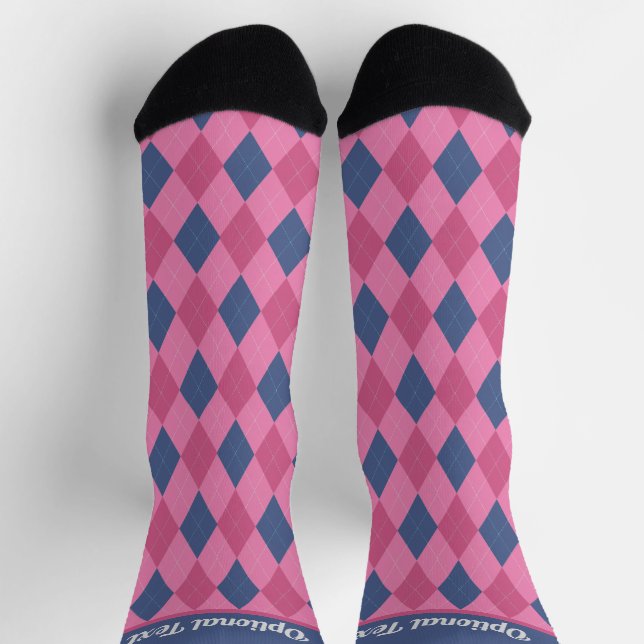 Chaussette Diamants de Jacquard - Rose et bleu - texte facult (Haut)