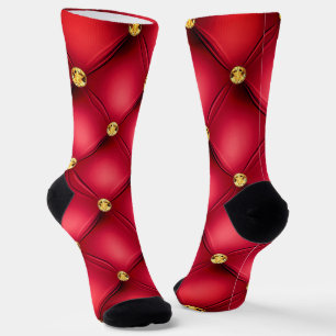 Chaussette Diamants d'or Tufted Red Chaussettes en cuir moder