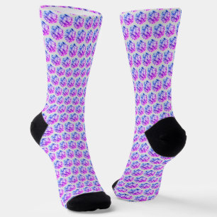 Chaussette Diamants/mosaïque fractale dans les tons bleu et r