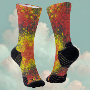 Chaussette Digital Mandala jaune rouge et noir