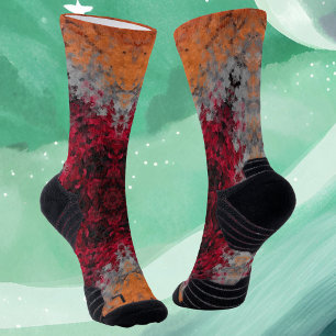 Chaussette Digital Mandala rouge orange et bleu