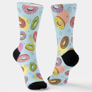 Chaussette Digne fou joli beignets colorés Bleu rose