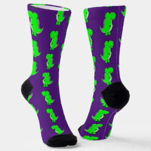 Chaussette Dino Mignon Vert Violet