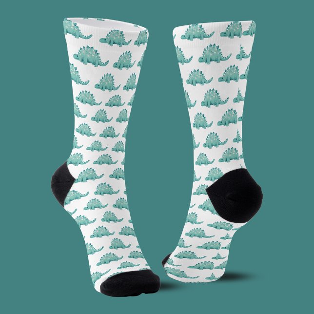 Chaussette Dinosaur Stegosaurus Motif (Cute and fun, dinosaur stegosaurus illustrated patterned socks.)