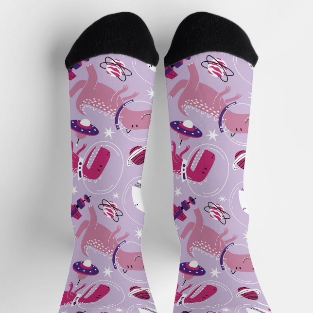Chaussette Dinosaures de l'espace, Dinosaures mignons, Étoile (Haut)
