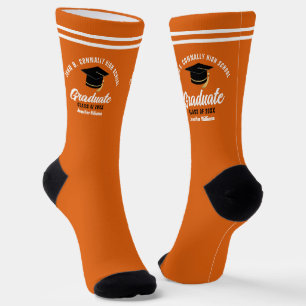 Chaussette Diplômé Orange Blanc Personnalisé 2026 Remise des 