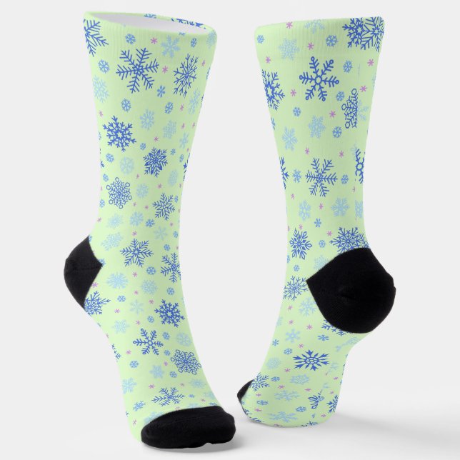 Chaussette Diverses formes Flocon de neige vert Pastel vert p (Angulaire)