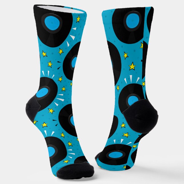 Chaussette DJ Vinyl Records Motif rétro (Angulaire)