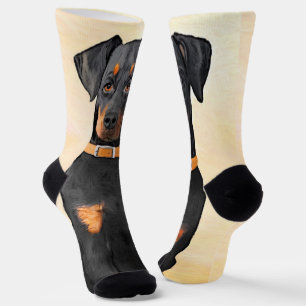 Chaussette Doberman Pinscher Peinture non découpée Art origin