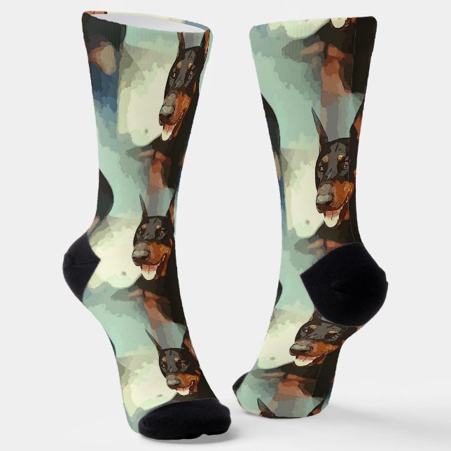 Chaussette Doberman Pinscher Portrait (Angulaire)