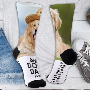 Chaussette DOG DAD Rétro Empreintes de Patte Personnalisées 2