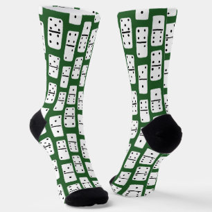 Chaussette Dominos blancs avec points noirs sur motif vert