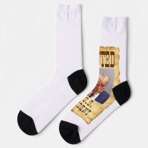 CHAUSSETTE DONALD TRUMP MUG SHOT RECHERCHÉ POUR LE PRÉSIDENT 