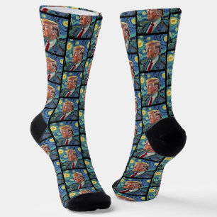 Chaussette Donald Trump Starry Night Van Gogh Art Style 2024