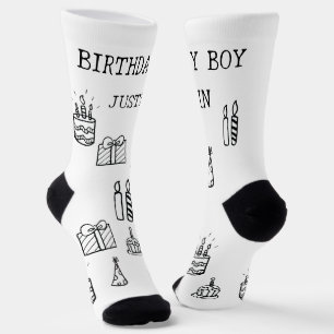 Chaussette Doodle d'anniversaire personnalisé art personnalis