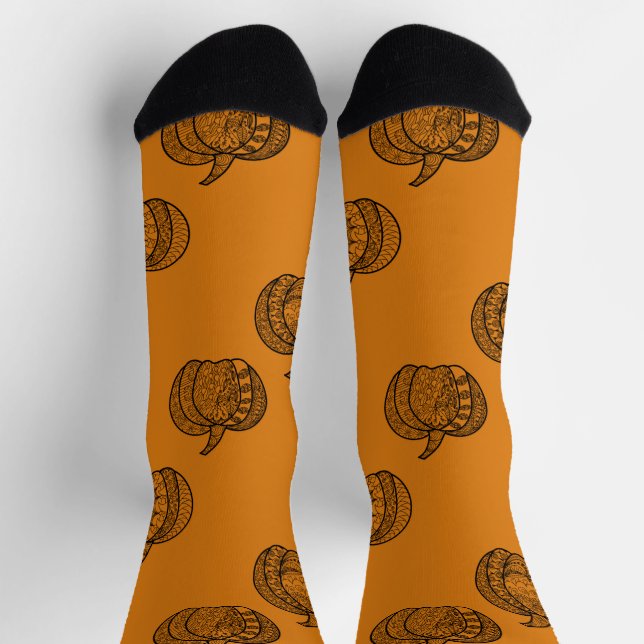 Chaussette Doodles d'Halloween boho mandala citrouilles Autom (Haut)