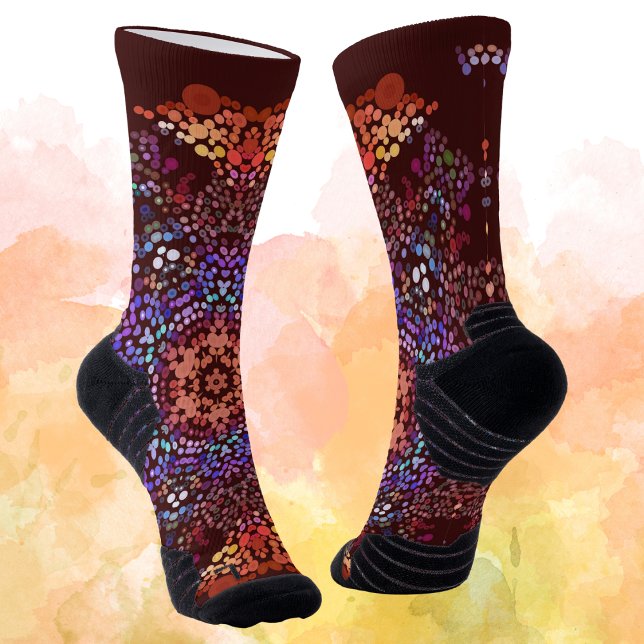 Chaussette Dot Mandala Bleu orange et violet (Créateur téléchargé)