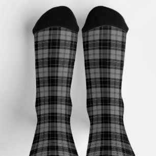 Chaussette Douglas tartan noir gris plaid