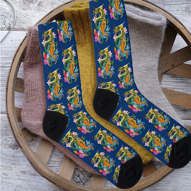 Chaussette Dragon chinois vert Koi (Créateur téléchargé)