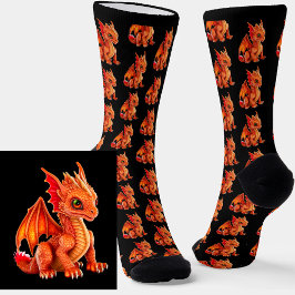 Chaussette Dragon d'Imaginaire rouge pour bébé dramatique sur
