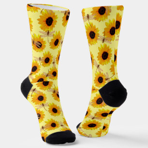 Chaussette Dragonflies Et Tournesols, Chaussettes D'Équipage