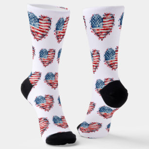 Chaussette Drapeau américain étoiles bandes cœur patriotique 